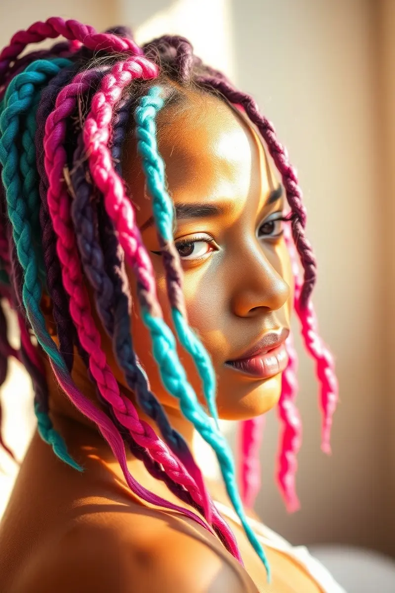 10. Vibrant Colored Faux Locs: Express Your Personality