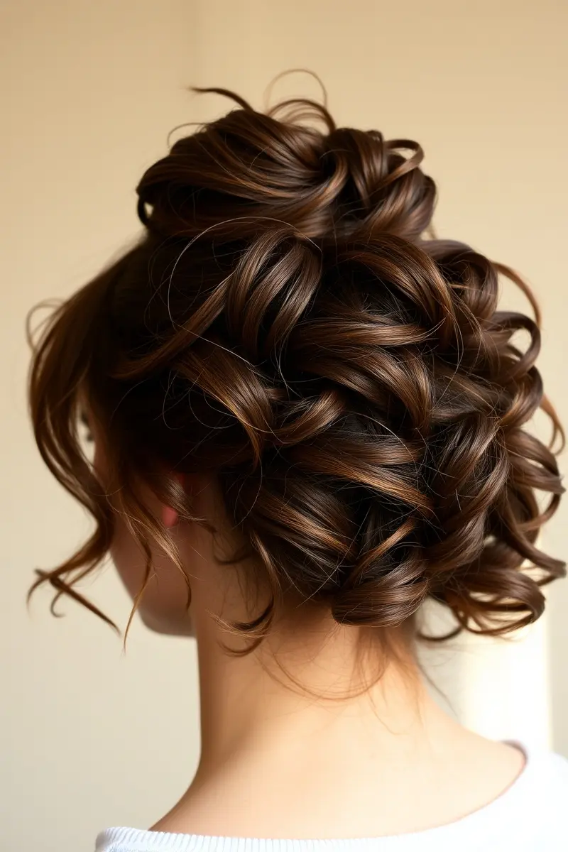 12. Messy Bun with Face-Framing Curls