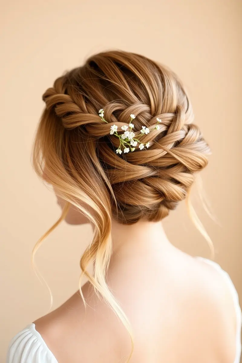 3. Romantic Braided Crown Updo