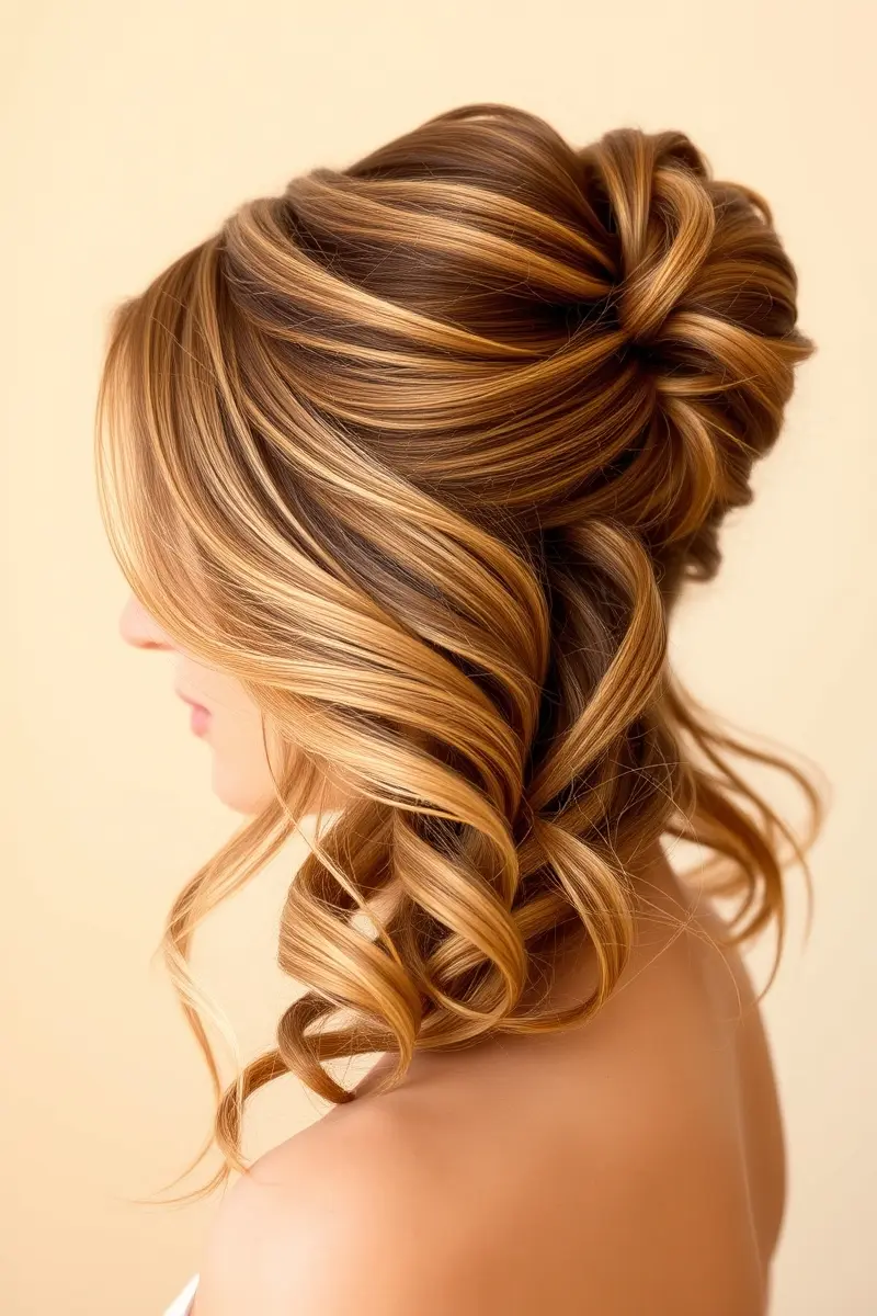 7. Textured Side Swept Updo