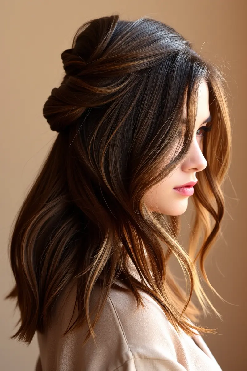 Idea 12: Half-Up with a Twist (Braids or Twists)