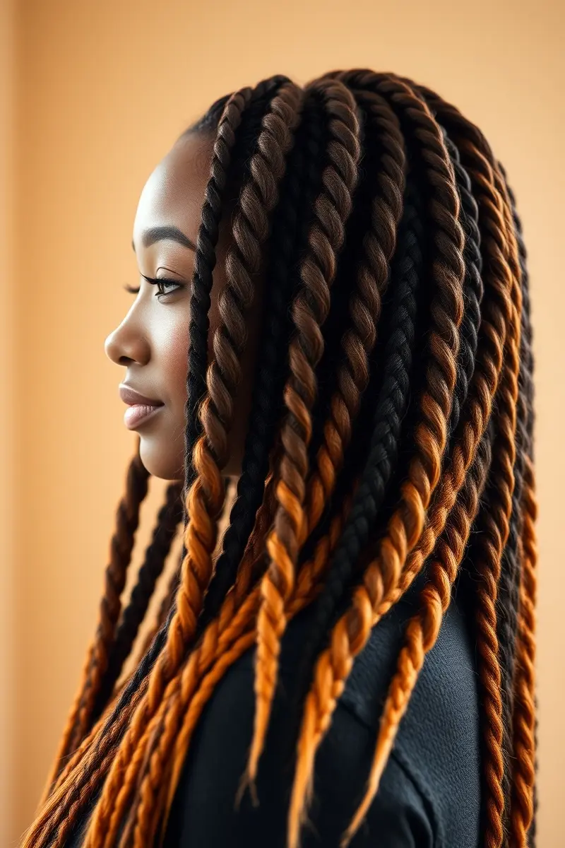 Ombre and Colored Box Braids