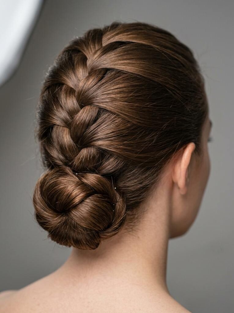 French Braid Bun Women Hairstyle