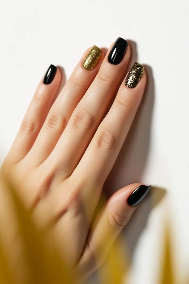 1. Classic Black & Gold Glitter Glam