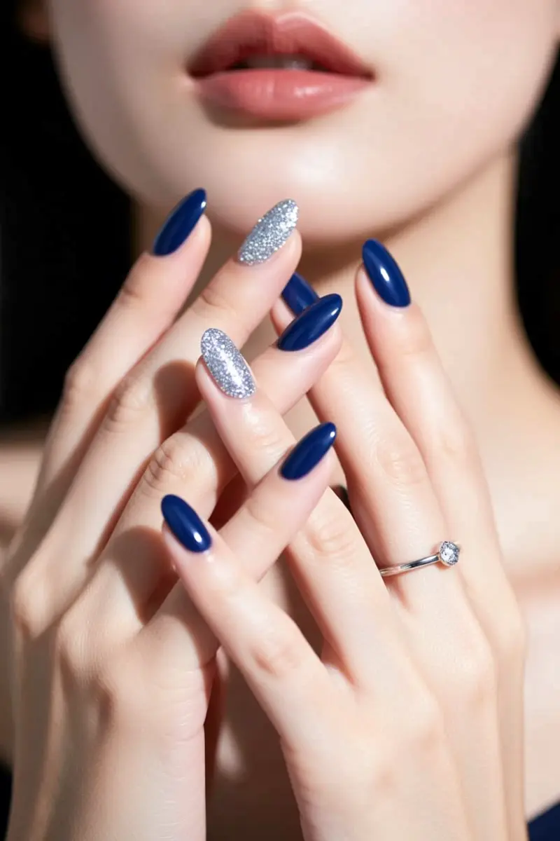 1. Classic Navy & Silver Glitter