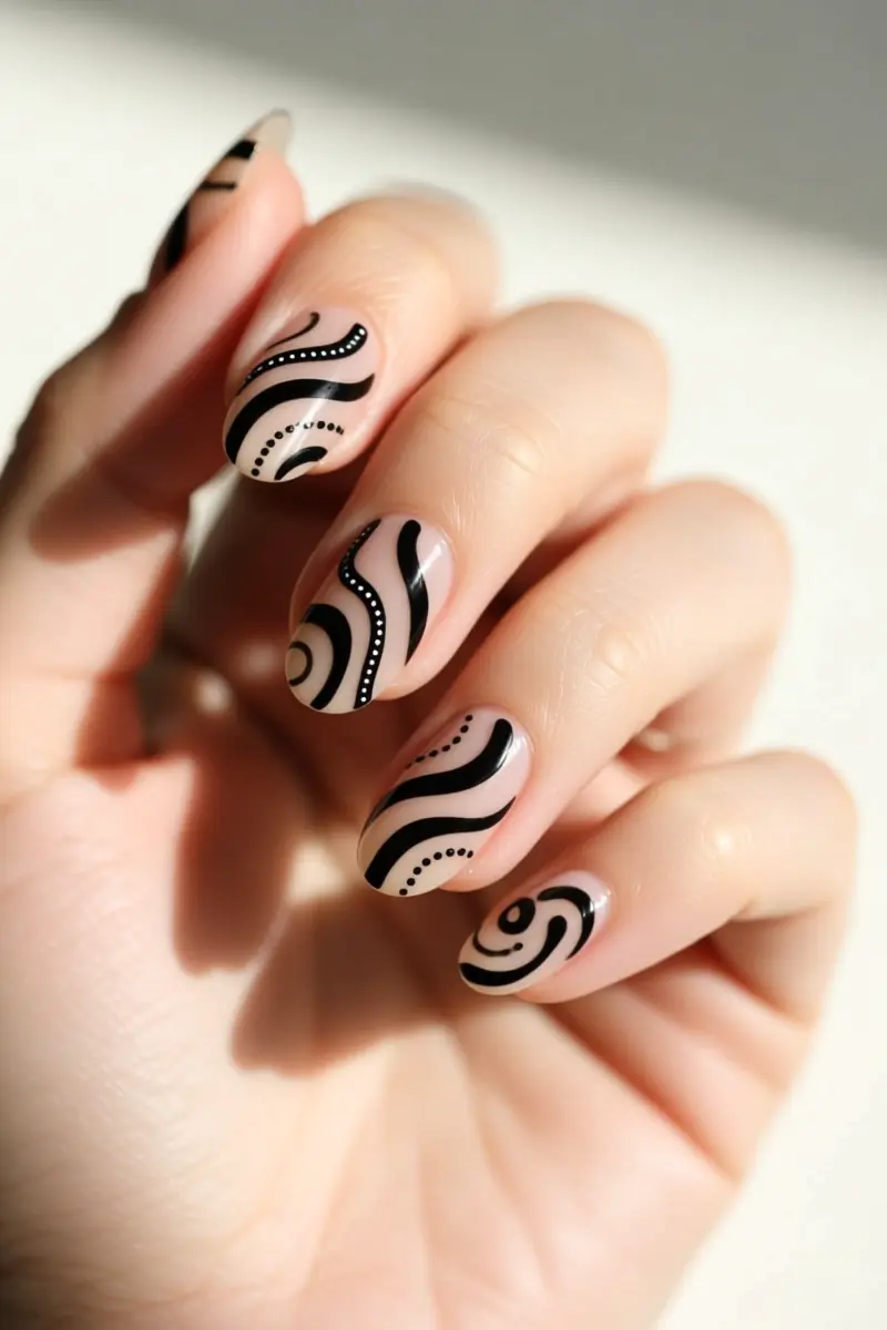 11. Abstract Black Swirls and Waves