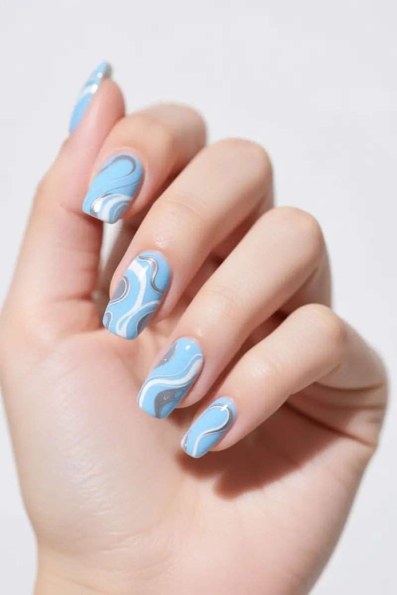 11. Baby Blue with Marble Effect