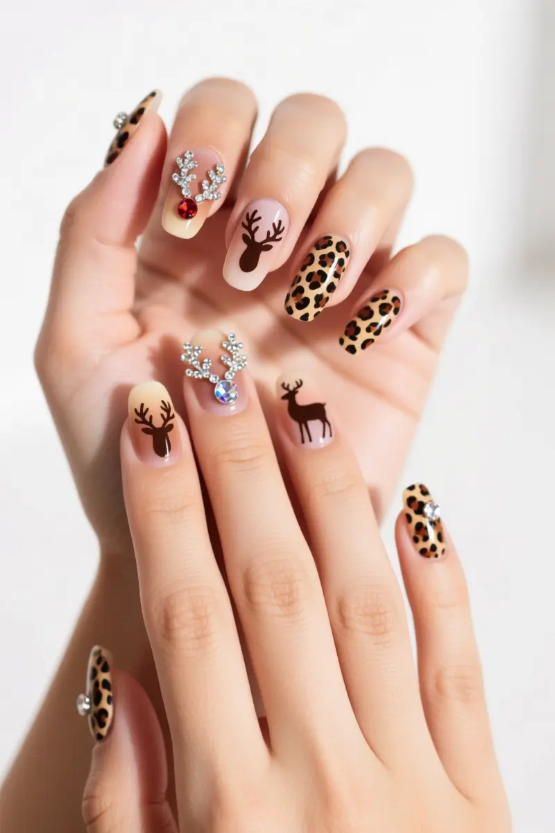 11. Reindeer & Rhinestone Extravaganza: Animal Print Meets Bling