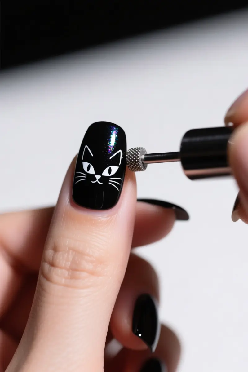 11. Smokey Black Cat Eye Nails
