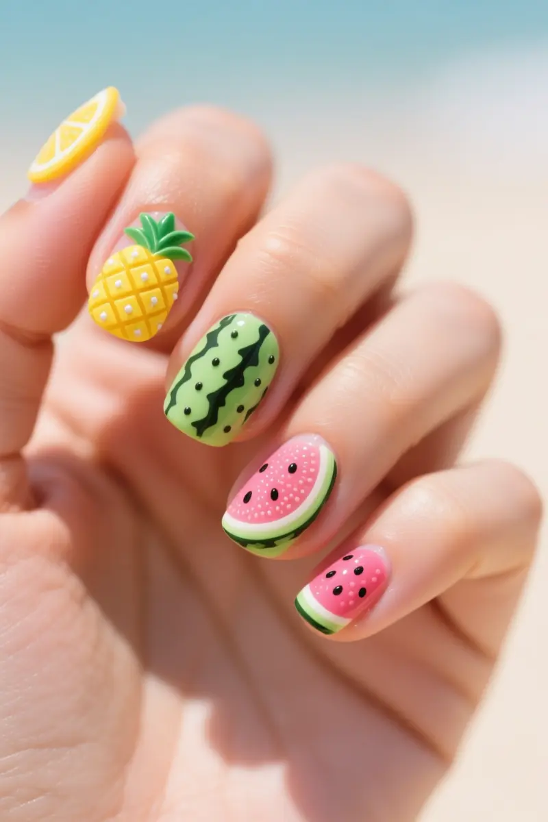 11. Vibrant Fruit Slices (Pineapple, Watermelon)