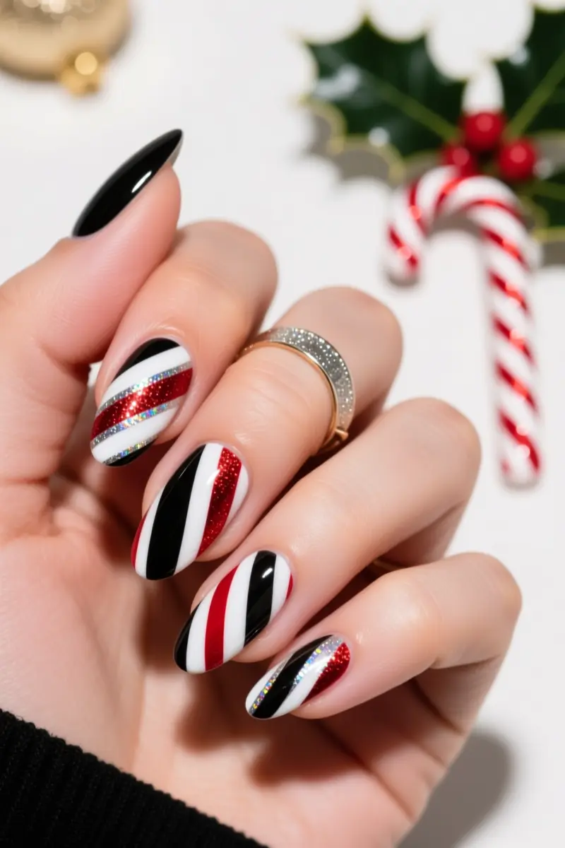 12. Candy Cane Kitsch, But Make It Baddie: Exaggerated Stripes