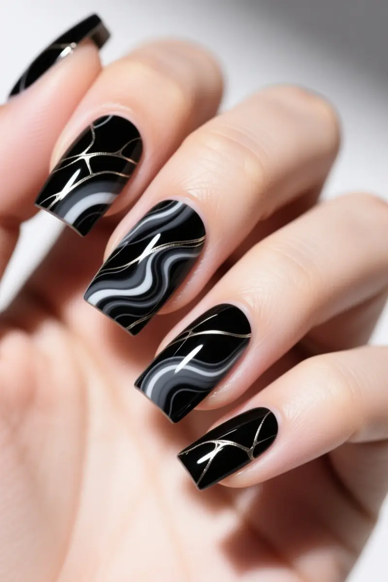 12. Square: Hypnotic Black Marble Effect