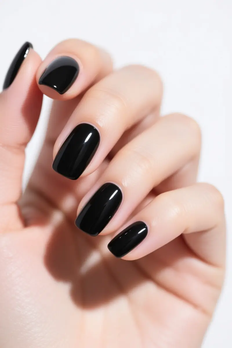 2. Matte Black with Glossy French Tips