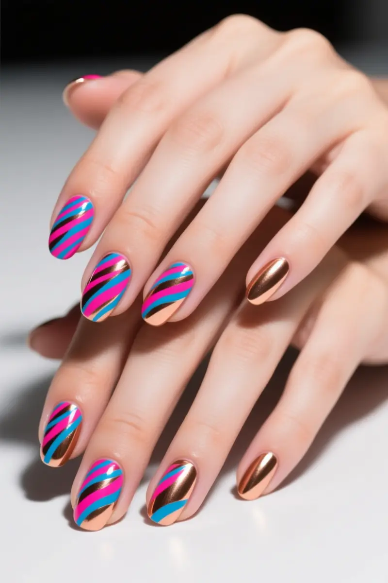 2. Reimagined Zebra: Colorful & Metallic Accents