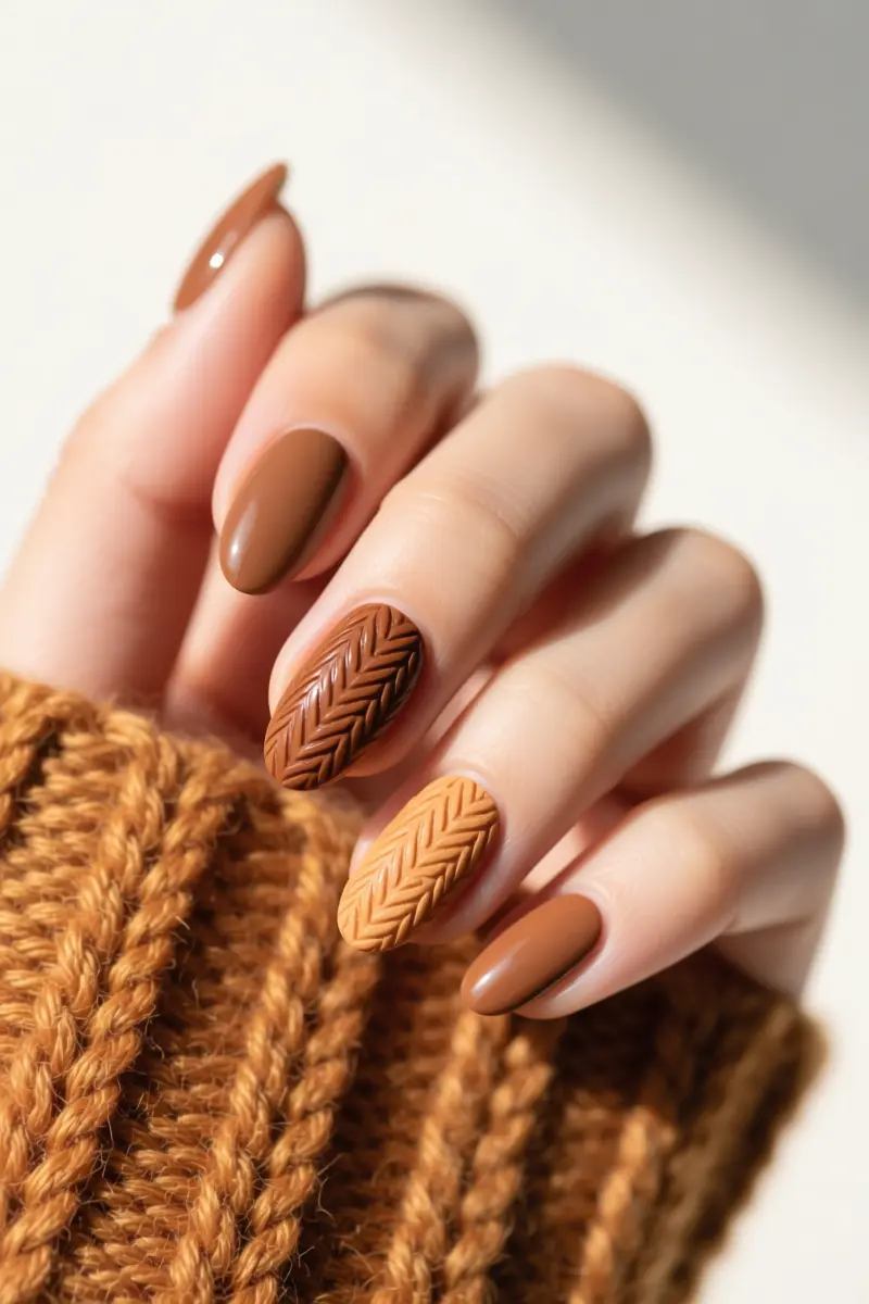 3. Cozy Cable Knit Texture Nails