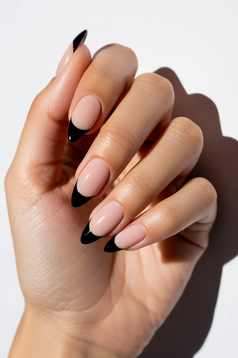 3. Elegant Black French Tips