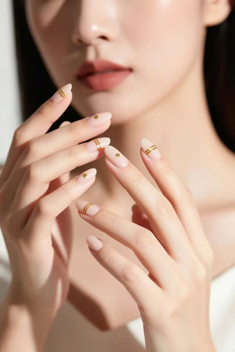 3. Minimalist Gold Accents on Nude