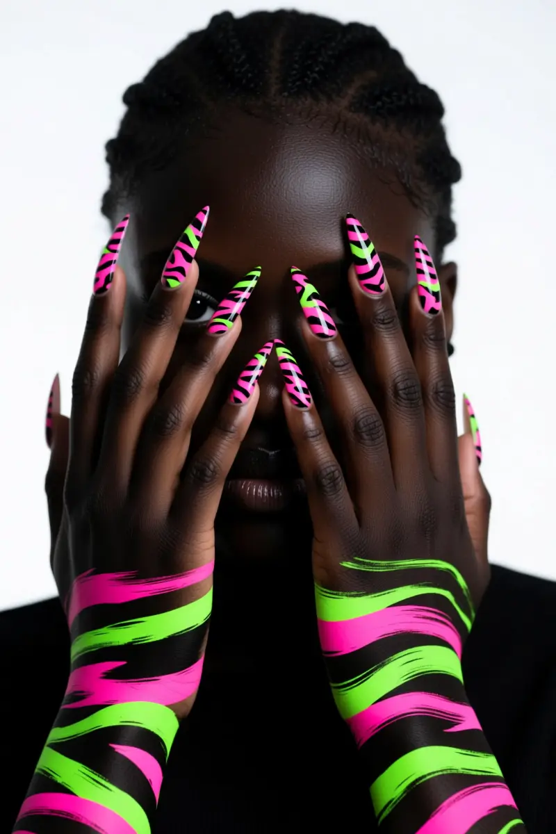 4. Edgy Tiger Print: Abstract & Neon Pop