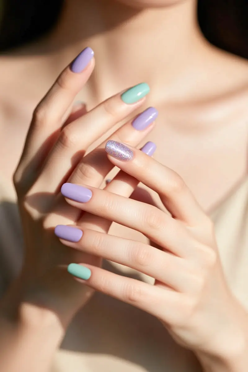 4. Matte Pastels with Glimmer Details