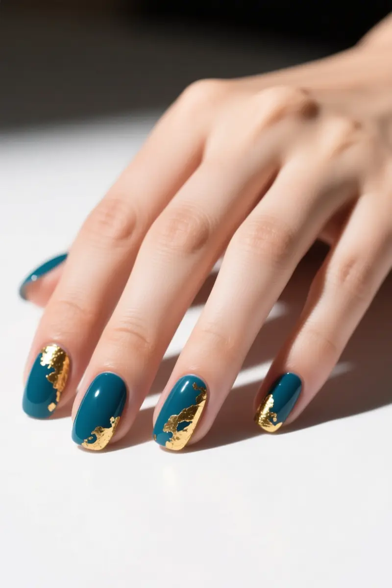 5. Deep Teal & Gold Foil