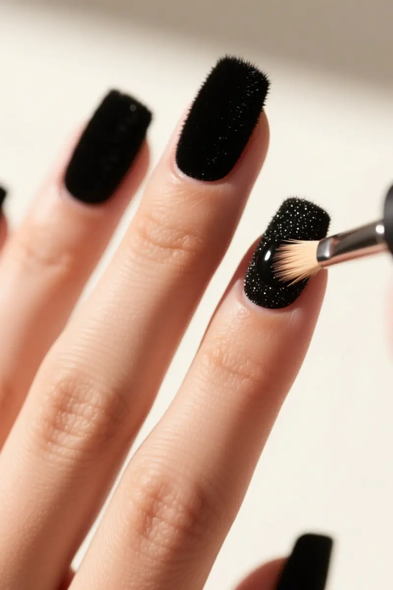 5. Luxurious Velvet Black Nails