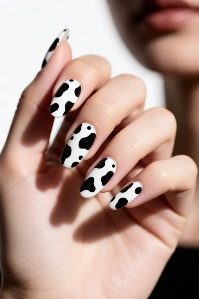 5. Minimalist Cow Print: Monochromatic & Negative Space