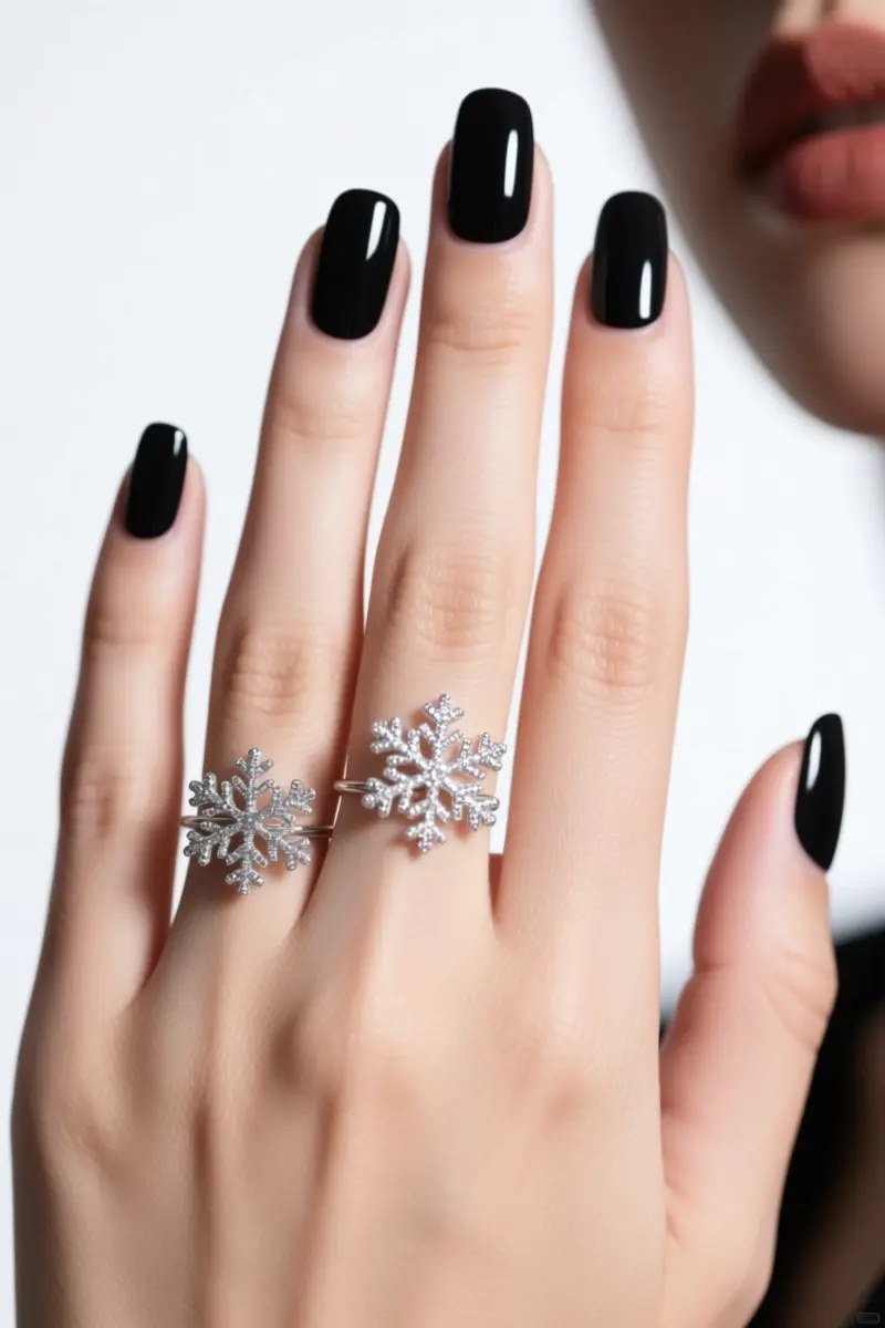 6. Black & Silver Snowflake Accents