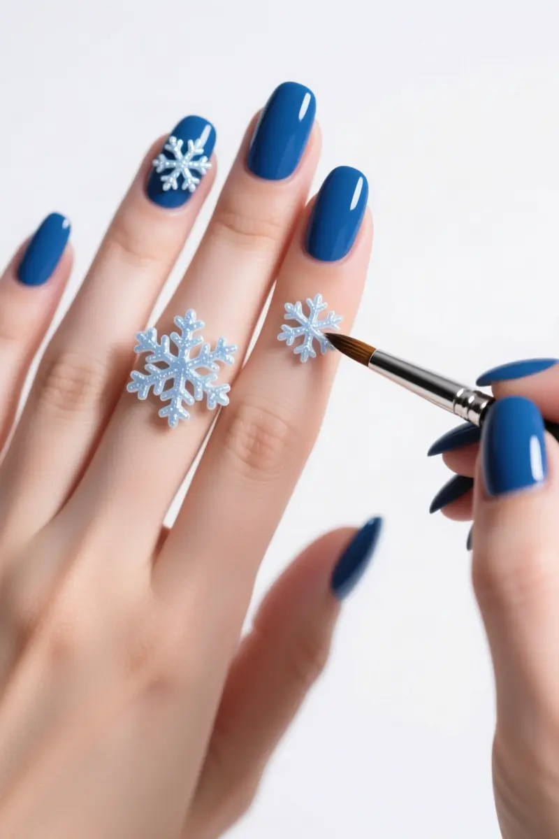 7. Matte Cobalt with Glossy Snowflakes