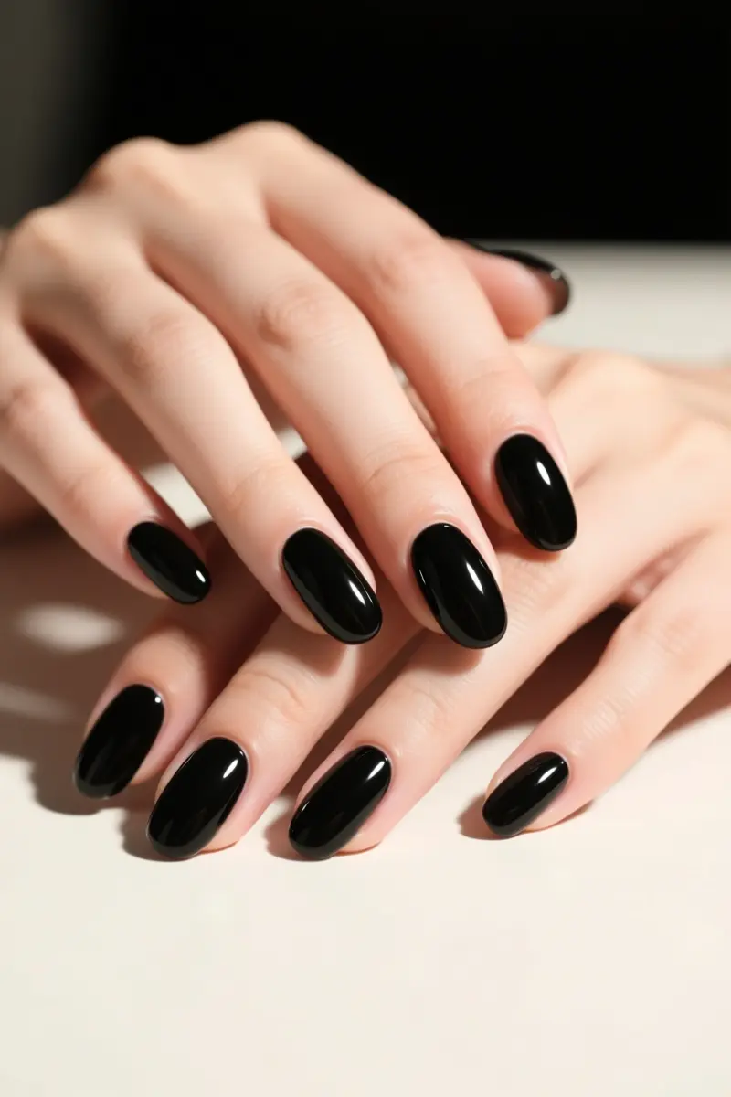 7. Oval: Classic Solid Black High Gloss