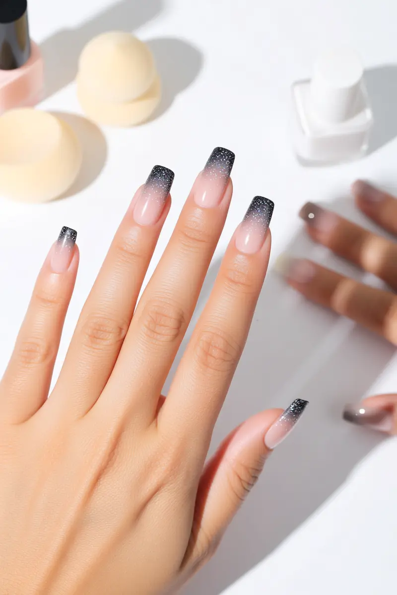 9. Glitter Fade Accent Nails