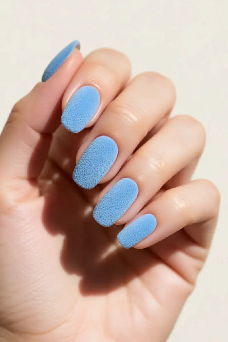 9. Textured Matte Baby Blue Nails