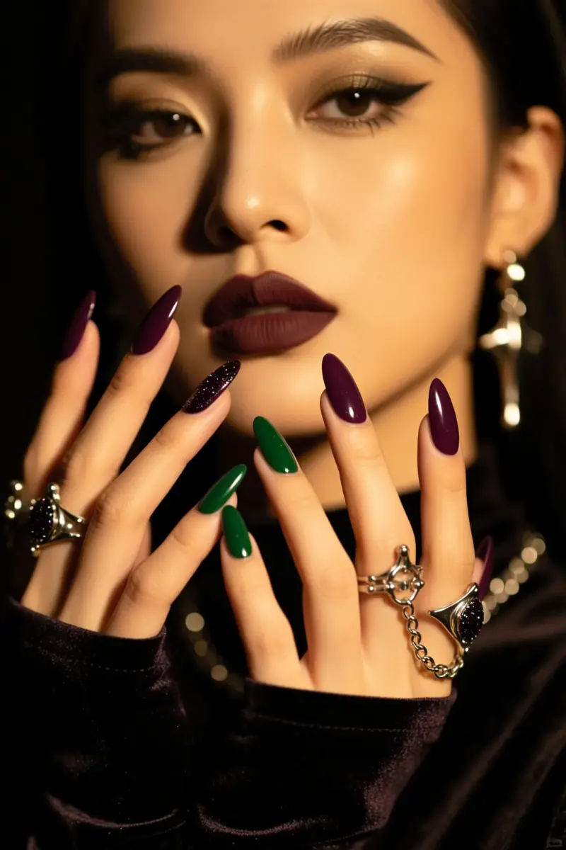 Idea 12: Gothic Glam with Dark Hues & Embellishments
