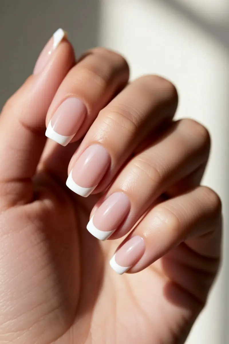 1. The Matte Micro-French on Short Squoval Nails