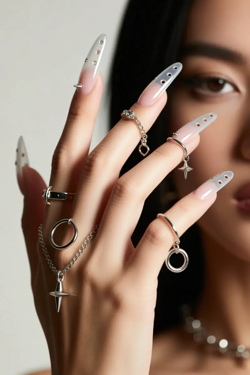 10. Pierced Tips and Hanging Nail Charms