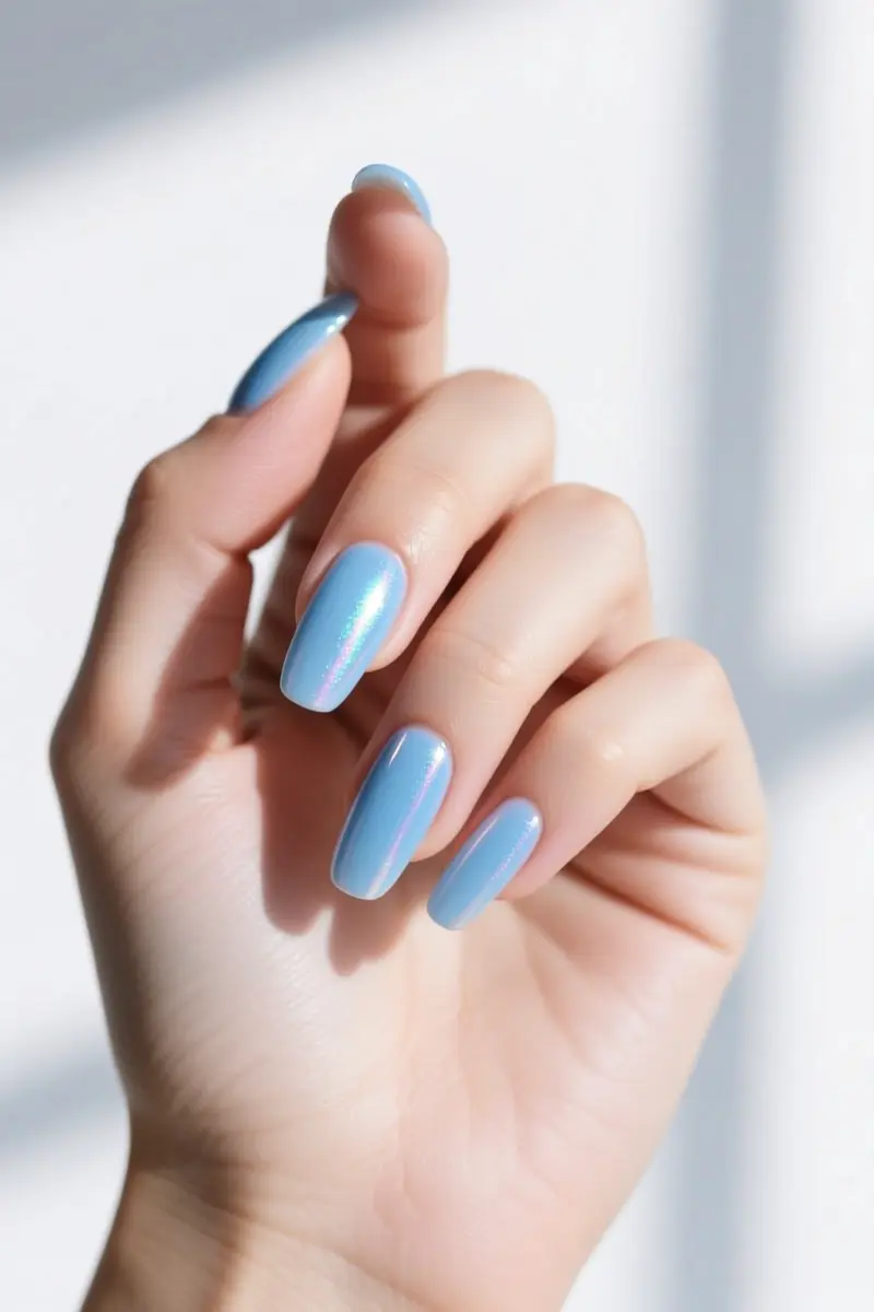 2. Icy Glazed Blue on Sheer White Base