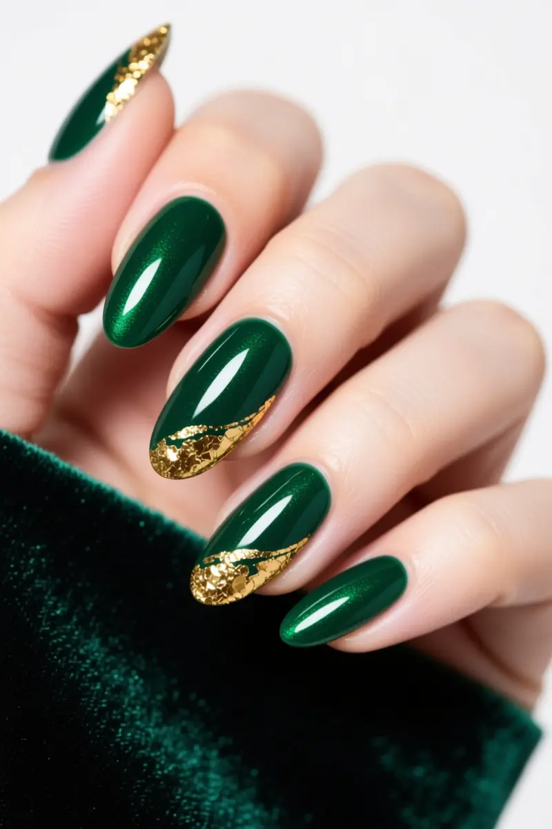 2. Magnetic Velvet Emerald and Gold Foil