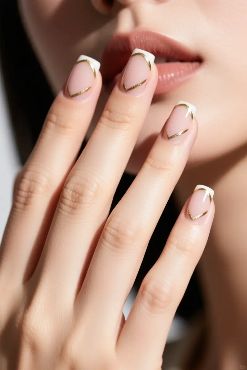 2. Micro-French in Brushed Metallics