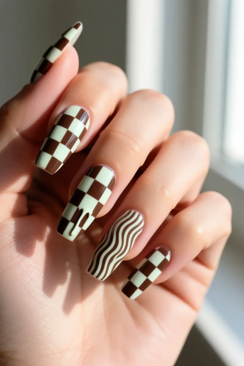 2. Retro Melted Checkerboard Patterns