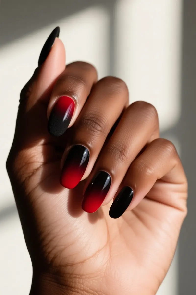 4. Deep Cherry-to-Black Ombré