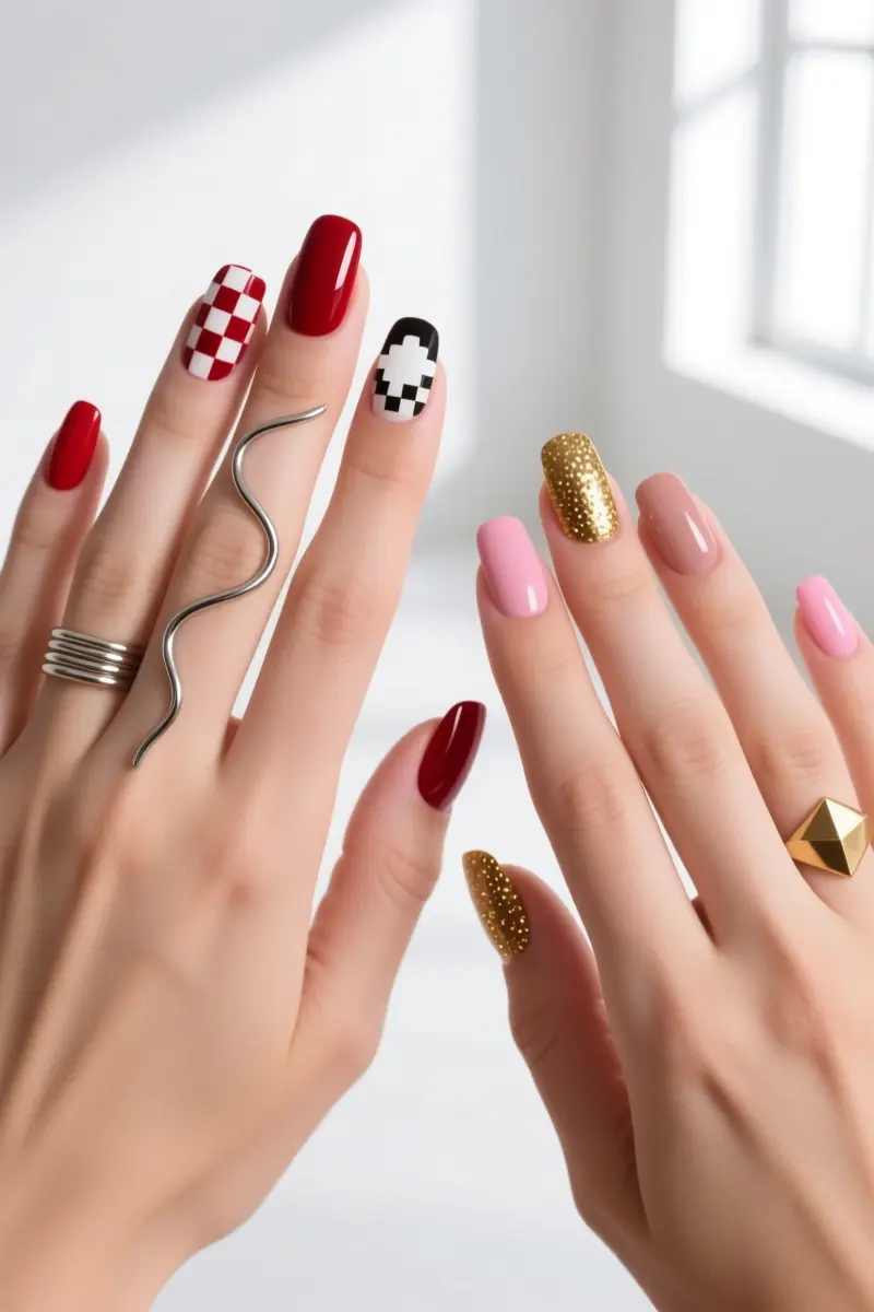 4. Fully Mismatched 'Chaos' Nails