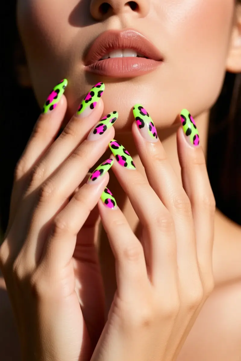 5. Neon Animal Print on Sheer Negative Space
