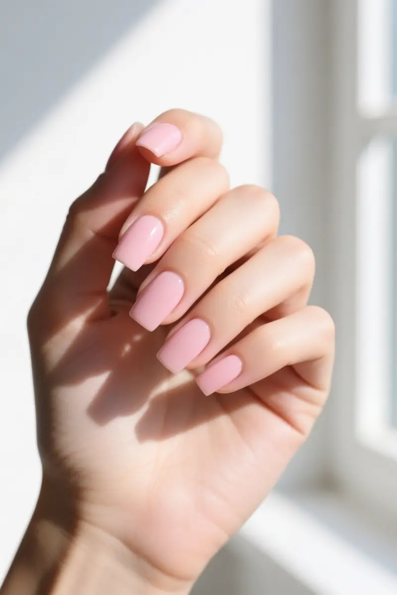 5. Short Square Sheer Blush Pink