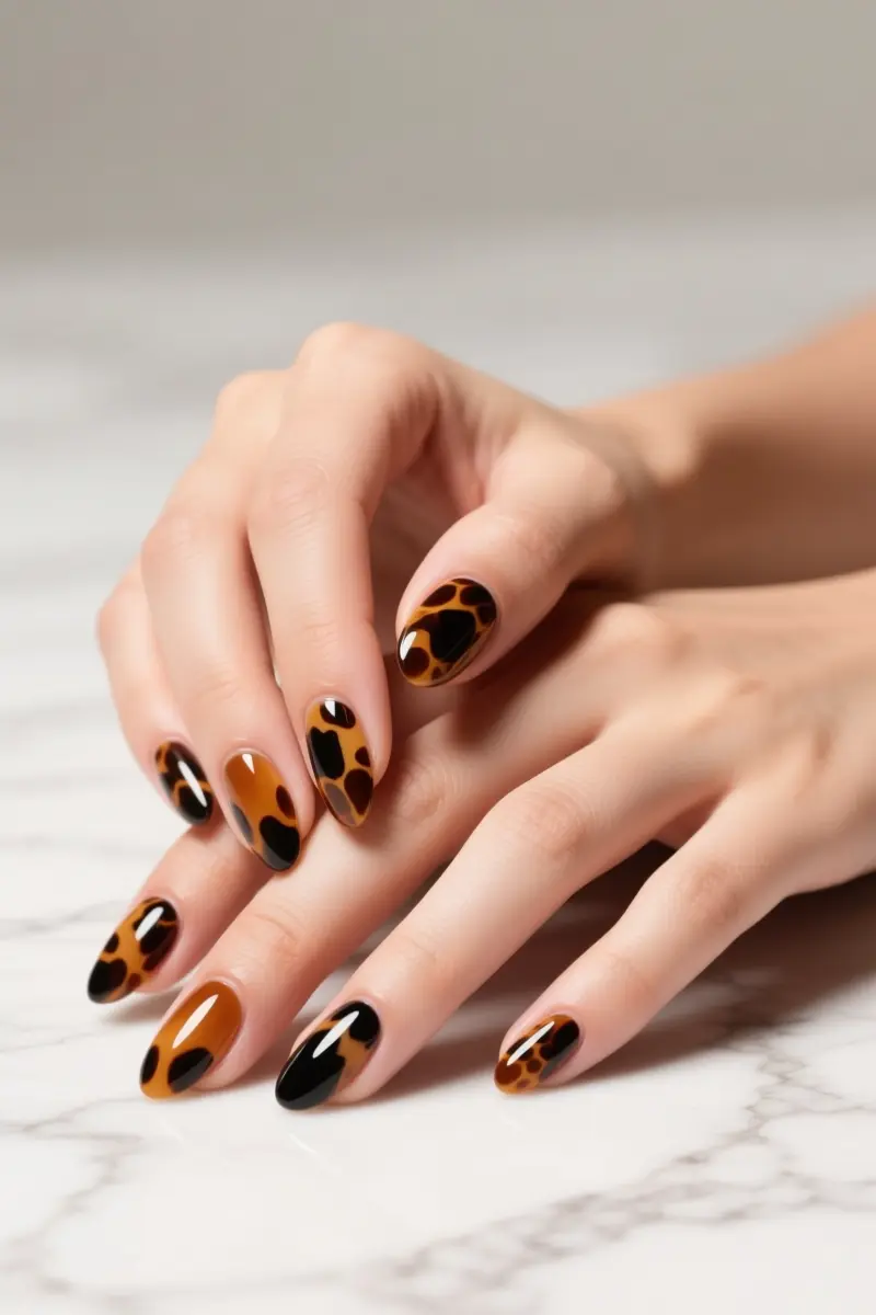 5. Tortoiseshell Accent Nails