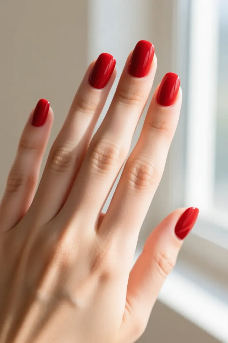 7. Short Squoval Cherry Red