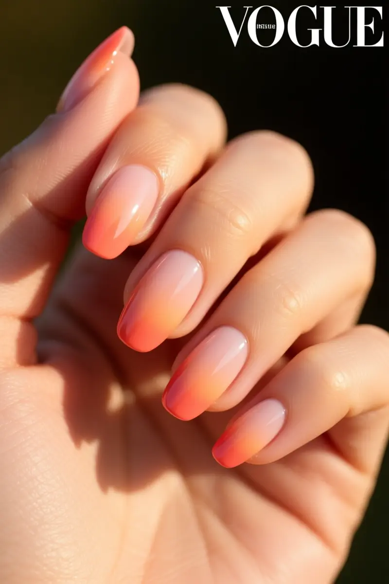7. Warm Sunset Coral and Peach Ombre