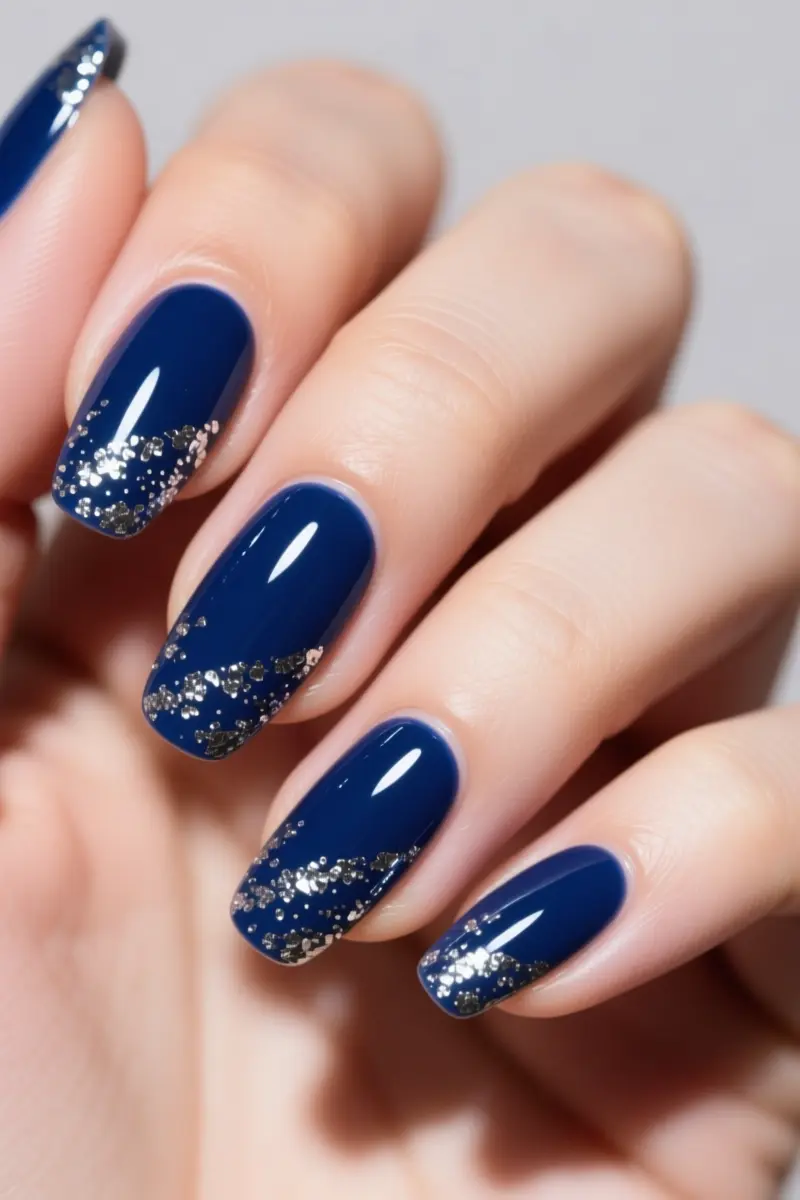 9. Deep Navy Blue Ice with Silver Foil Flakes