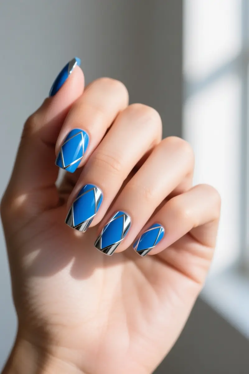 9. Metallic-Outlined Minimal Shapes