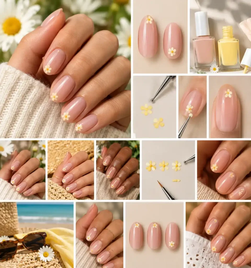 Daisy Nail Art Summer Moodboard