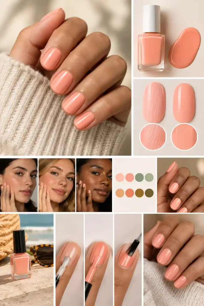 Peachy Coral Nail Moodboard