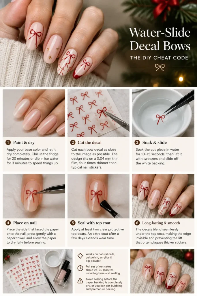 Water-Slide Decal Bows (The DIY Cheat Code) Nails